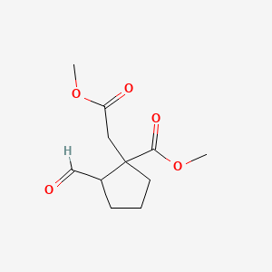 molecular formula C11H16O5 B596577 Methyl 2-formyl-1-(2-methoxy-2-oxoethyl)cyclopentane-1-carboxylate CAS No. 1268519-83-0