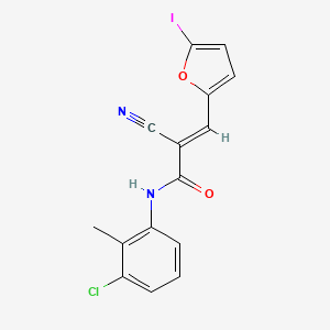 molecular formula C15H10ClIN2O2 B5965773 (2E)-N-(3-chloro-2-methylphenyl)-2-cyano-3-(5-iodofuran-2-yl)prop-2-enamide 