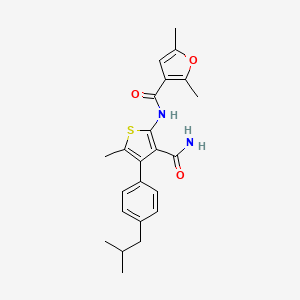 molecular formula C23H26N2O3S B5965776 N-[3-CARBAMOYL-4-(4-ISOBUTYLPHENYL)-5-METHYL-2-THIENYL]-2,5-DIMETHYL-3-FURAMIDE 
