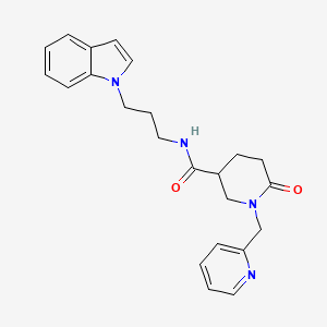 molecular formula C23H26N4O2 B5965880 N-(3-indol-1-ylpropyl)-6-oxo-1-(pyridin-2-ylmethyl)piperidine-3-carboxamide 
