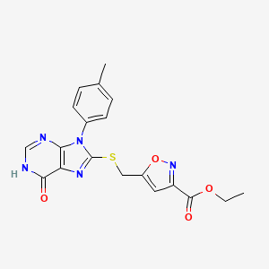 molecular formula C19H17N5O4S B5965925 ethyl 5-({[9-(4-methylphenyl)-6-oxo-6,9-dihydro-1H-purin-8-yl]sulfanyl}methyl)-1,2-oxazole-3-carboxylate 