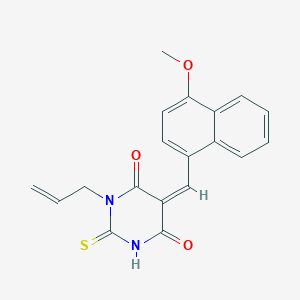molecular formula C19H16N2O3S B5966012 (5Z)-5-[(4-methoxynaphthalen-1-yl)methylidene]-1-prop-2-enyl-2-sulfanylidene-1,3-diazinane-4,6-dione 