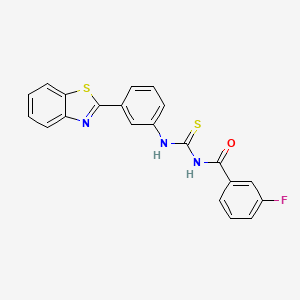 molecular formula C21H14FN3OS2 B5966084 N-{[3-(1,3-benzothiazol-2-yl)phenyl]carbamothioyl}-3-fluorobenzamide 