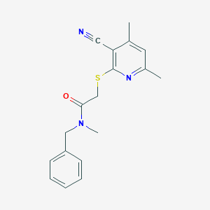 molecular formula C18H19N3OS B5966269 N-benzyl-2-[(3-cyano-4,6-dimethylpyridin-2-yl)sulfanyl]-N-methylacetamide 