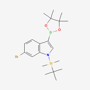 molecular formula C20H31BBrNO2Si B596628 6-Bromo-1-(t-butyldimethylsilanyl)indole-3-boronic acid pinacol ester CAS No. 1256358-99-2