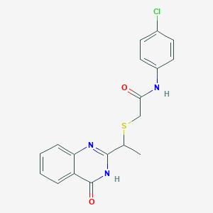 molecular formula C18H16ClN3O2S B5966380 N-(4-chlorophenyl)-2-[1-(4-oxo-3H-quinazolin-2-yl)ethylsulfanyl]acetamide 