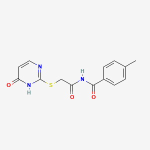 molecular formula C14H13N3O3S B5966413 N-{2-[(4-HYDROXYPYRIMIDIN-2-YL)SULFANYL]ACETYL}-4-METHYLBENZAMIDE 