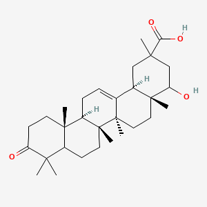 molecular formula C30H46O4 B596649 (4aR,6aR,6aS,6bR,12aR,14bR)-4-hydroxy-2,4a,6a,6b,9,9,12a-heptamethyl-10-oxo-3,4,5,6,6a,7,8,8a,11,12,13,14b-dodecahydro-1H-picene-2-carboxylic acid CAS No. 144629-84-5
