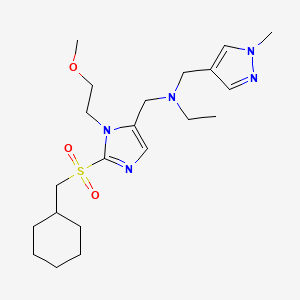 molecular formula C21H35N5O3S B5966518 N-[[2-(cyclohexylmethylsulfonyl)-3-(2-methoxyethyl)imidazol-4-yl]methyl]-N-[(1-methylpyrazol-4-yl)methyl]ethanamine 