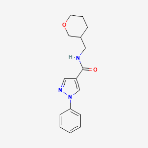 molecular formula C16H19N3O2 B5966584 N-(oxan-3-ylmethyl)-1-phenylpyrazole-4-carboxamide 