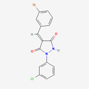 molecular formula C16H10BrClN2O2 B5966796 (4E)-4-[(3-bromophenyl)methylidene]-1-(3-chlorophenyl)pyrazolidine-3,5-dione 