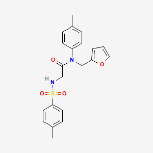 molecular formula C21H22N2O4S B5966802 N-(furan-2-ylmethyl)-N-(4-methylphenyl)-2-[(4-methylphenyl)sulfonylamino]acetamide 