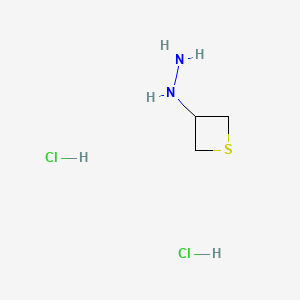 molecular formula C3H10Cl2N2S B596687 1-(Thietan-3-yl)hydrazine dihydrochloride CAS No. 1374651-59-8
