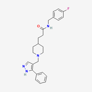 molecular formula C25H29FN4O B5966885 N-[(4-fluorophenyl)methyl]-3-[1-[(5-phenyl-1H-pyrazol-4-yl)methyl]piperidin-4-yl]propanamide 