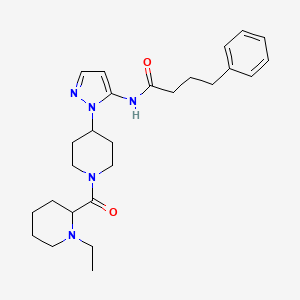 molecular formula C26H37N5O2 B5966952 N-[2-[1-(1-ethylpiperidine-2-carbonyl)piperidin-4-yl]pyrazol-3-yl]-4-phenylbutanamide 