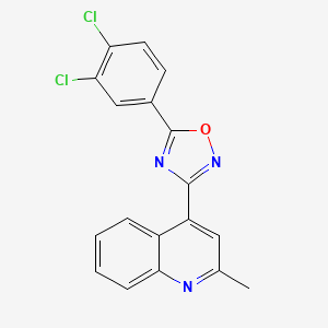 molecular formula C18H11Cl2N3O B5967036 5-(3,4-DICHLOROPHENYL)-3-(2-METHYL-4-QUINOLYL)-1,2,4-OXADIAZOLE 