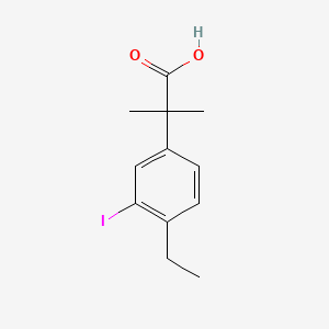 molecular formula C12H15IO2 B596723 2-(4-乙基-3-碘苯基)-2-甲基丙酸 CAS No. 1256584-73-2