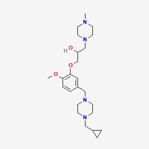 molecular formula C24H40N4O3 B5967282 1-[5-[[4-(Cyclopropylmethyl)piperazin-1-yl]methyl]-2-methoxyphenoxy]-3-(4-methylpiperazin-1-yl)propan-2-ol 