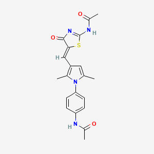 molecular formula C20H20N4O3S B5967300 N-[5-({1-[4-(acetylamino)phenyl]-2,5-dimethyl-1H-pyrrol-3-yl}methylene)-4-oxo-1,3-thiazolidin-2-ylidene]acetamide 