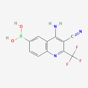 molecular formula C11H7BF3N3O2 B596740 (4-Amino-3-cyano-2-(trifluoromethyl)quinolin-6-yl)boronic acid CAS No. 1315335-66-0