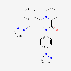 molecular formula C26H28N6O B5967722 1-[[2-(pyrazol-1-ylmethyl)phenyl]methyl]-N-(4-pyrazol-1-ylphenyl)piperidine-2-carboxamide 