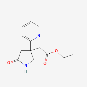 molecular formula C13H16N2O3 B596777 Ethyl 2-(5-oxo-3-(pyridin-2-yl)pyrrolidin-3-yl)acetate CAS No. 178372-18-4