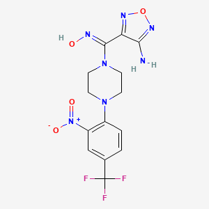 molecular formula C14H14F3N7O4 B5967887 (NZ)-N-[(4-amino-1,2,5-oxadiazol-3-yl)-[4-[2-nitro-4-(trifluoromethyl)phenyl]piperazin-1-yl]methylidene]hydroxylamine 