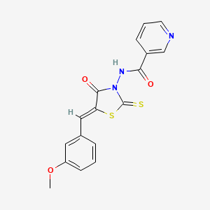 molecular formula C17H13N3O3S2 B5967891 N-[5-(3-Methoxy-benzylidene)-4-oxo-2-thioxo-thiazolidin-3-yl]-nicotinamide 