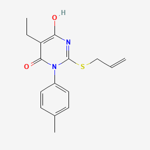 molecular formula C16H18N2O2S B5967924 5-ethyl-6-hydroxy-3-(4-methylphenyl)-2-prop-2-enylsulfanylpyrimidin-4-one 