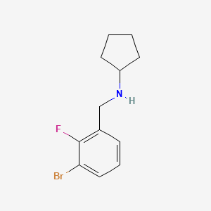 molecular formula C12H15BrFN B596811 1-Bromo-2-fluoro-3-(cyclopentylaminomethyl)benzene CAS No. 1355248-01-9
