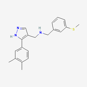 molecular formula C20H23N3S B5968177 N-[[5-(3,4-dimethylphenyl)-1H-pyrazol-4-yl]methyl]-1-(3-methylsulfanylphenyl)methanamine 