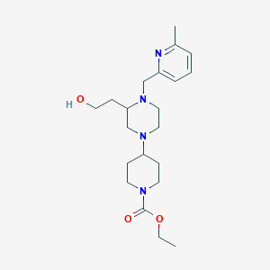 molecular formula C21H34N4O3 B5968227 Ethyl 4-[3-(2-hydroxyethyl)-4-[(6-methylpyridin-2-yl)methyl]piperazin-1-yl]piperidine-1-carboxylate 