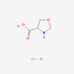molecular formula C4H8ClNO3 B596823 恶唑烷-4-羧酸盐酸盐 CAS No. 162285-30-5