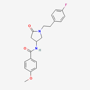 molecular formula C20H21FN2O3 B5968231 N-{1-[2-(4-fluorophenyl)ethyl]-5-oxo-3-pyrrolidinyl}-4-methoxybenzamide 
