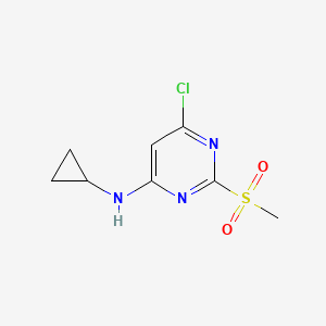 molecular formula C8H10ClN3O2S B596868 (6-Chloro-2-methanesulfonyl-pyrimidin-4-yl)-cyclopropyl-amine CAS No. 1289388-38-0