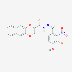 molecular formula C21H17N3O7 B5968784 N-[(Z)-(4-hydroxy-3-methoxy-2-nitrophenyl)methylideneamino]-2,3-dihydrobenzo[g][1,4]benzodioxine-3-carboxamide 