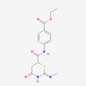 molecular formula C15H17N3O4S B5968829 ethyl 4-({[2-(methylamino)-4-oxo-5,6-dihydro-4H-1,3-thiazin-6-yl]carbonyl}amino)benzoate 