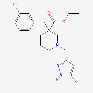 molecular formula C20H26ClN3O2 B5968860 ethyl 3-[(3-chlorophenyl)methyl]-1-[(5-methyl-1H-pyrazol-3-yl)methyl]piperidine-3-carboxylate 