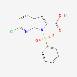 molecular formula C14H9ClN2O4S B596899 6-Chloro-1-(phenylsulfonyl)-1H-pyrrolo[2,3-b]pyridine-2-carboxylic acid CAS No. 1227269-03-5