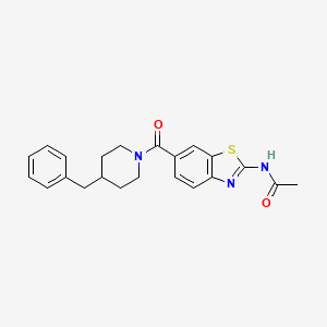 molecular formula C22H23N3O2S B5969013 N~1~-{6-[(4-benzylpiperidino)carbonyl]-1,3-benzothiazol-2-yl}acetamide 