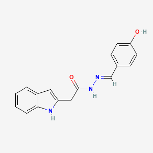 molecular formula C17H15N3O2 B5969043 N-[(E)-(4-hydroxyphenyl)methylideneamino]-2-(1H-indol-2-yl)acetamide 
