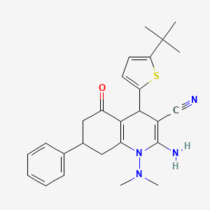 molecular formula C26H30N4OS B5969068 2-AMINO-4-[5-(TERT-BUTYL)-2-THIENYL]-1-(DIMETHYLAMINO)-5-OXO-7-PHENYL-1,4,5,6,7,8-HEXAHYDRO-3-QUINOLINECARBONITRILE 