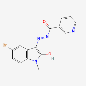 molecular formula C15H11BrN4O2 B5969091 N'-[(3Z)-5-BROMO-1-METHYL-2-OXO-2,3-DIHYDRO-1H-INDOL-3-YLIDENE]PYRIDINE-3-CARBOHYDRAZIDE 
