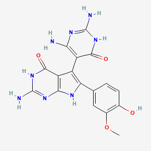 molecular formula C17H16N8O4 B5969197 2,6-DIAMINO-5-[2-AMINO-6-(4-HYDROXY-3-METHOXYPHENYL)-4-OXO-3H,4H,7H-PYRROLO[2,3-D]PYRIMIDIN-5-YL]-3,4-DIHYDROPYRIMIDIN-4-ONE 