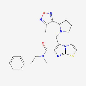 molecular formula C23H26N6O2S B5969380 N-methyl-5-{[2-(4-methyl-1,2,5-oxadiazol-3-yl)-1-pyrrolidinyl]methyl}-N-(2-phenylethyl)imidazo[2,1-b][1,3]thiazole-6-carboxamide 
