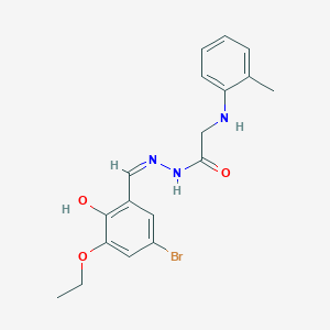molecular formula C18H20BrN3O3 B5969497 N-[(Z)-(5-bromo-3-ethoxy-2-hydroxyphenyl)methylideneamino]-2-(2-methylanilino)acetamide 