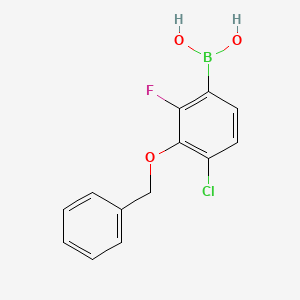 molecular formula C13H11BClFO3 B596950 3-Benzyloxy-4-chloro-2-fluorophenylboronic acid CAS No. 1256346-27-6