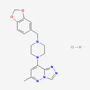 molecular formula C18H21ClN6O2 B5969616 8-[4-(1,3-Benzodioxol-5-ylmethyl)piperazin-1-yl]-6-methyl-[1,2,4]triazolo[4,3-b]pyridazine;hydrochloride 