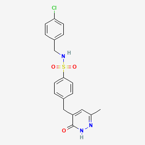 molecular formula C19H18ClN3O3S B5969795 N-(4-chlorobenzyl)-4-[(6-methyl-3-oxo-2,3-dihydropyridazin-4-yl)methyl]benzenesulfonamide 