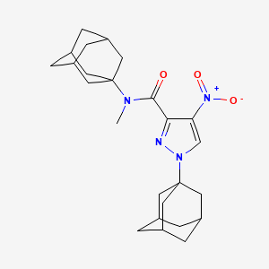 molecular formula C25H34N4O3 B5969934 N,1-DI(1-ADAMANTYL)-N-METHYL-4-NITRO-1H-PYRAZOLE-3-CARBOXAMIDE 